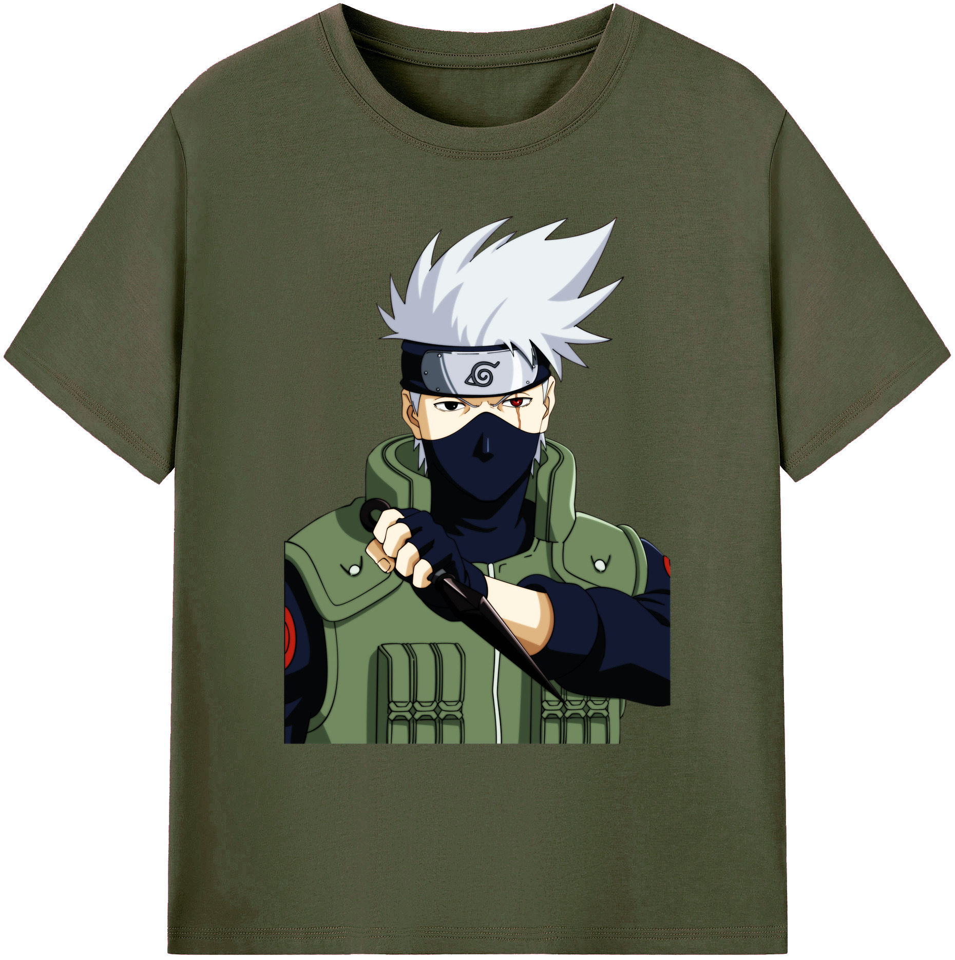（画像用） NARUTO -ナルト- はたけ カカシ Hatake Kakashi 綿100％ メンズ半袖Tシャツ｜肌触りやわらか＆通気性